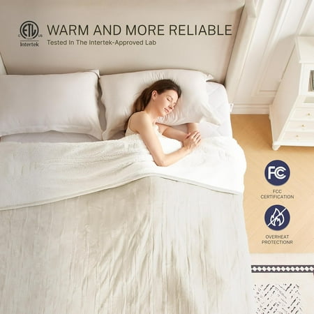 Electric Blanket Full 72"x84" Heated Electric Blankets 10 Heating 12 Time Settings Levels 8 Hours Auto Off Fast Heating and Overheat Protection ETL Certified Machine Washable,Ivory