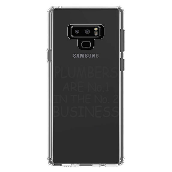 DistinctInk Clear Shockproof Hybrid Case for Samsung Galaxy Note 9 - TPU Bumper Acrylic Back Tempered Glass Screen Protector - Plumbers #1 in the #2 Business