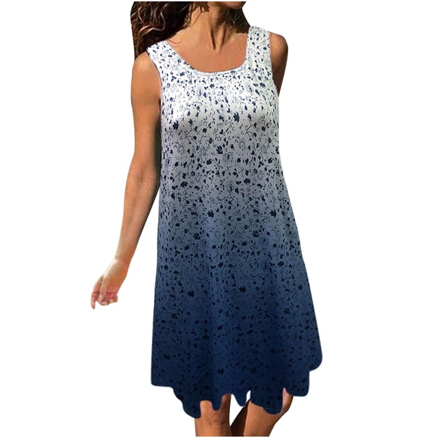 Vestidos de chaleco estampados sin mangas casuales de moda de verano para mujer Fridja hj2018