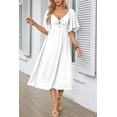 thumbnail image 4 of Smocked Tie Front Flutter Sleeve Midi Dress, 4 of 10