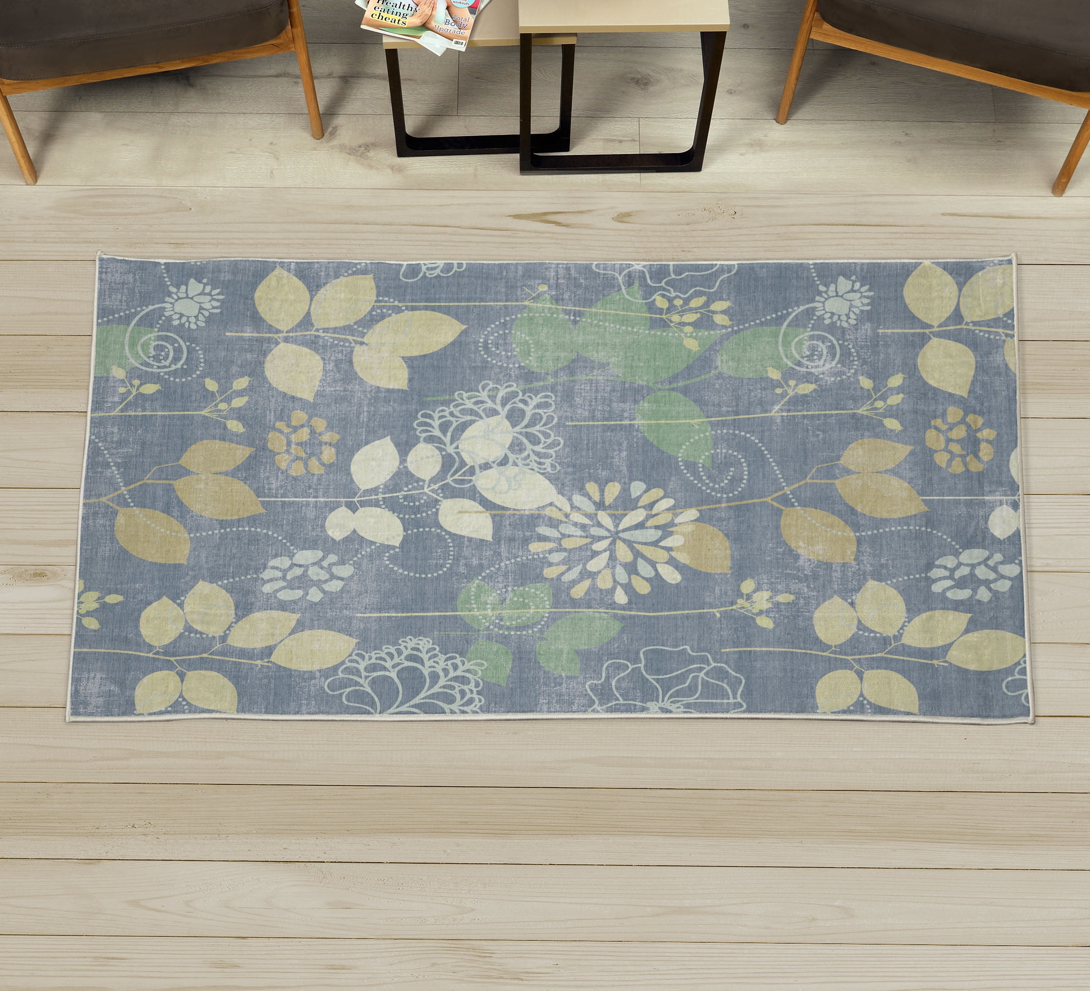 Floral Decorative Rug, Cartoon Style Arrangement of Fresh Spring ...