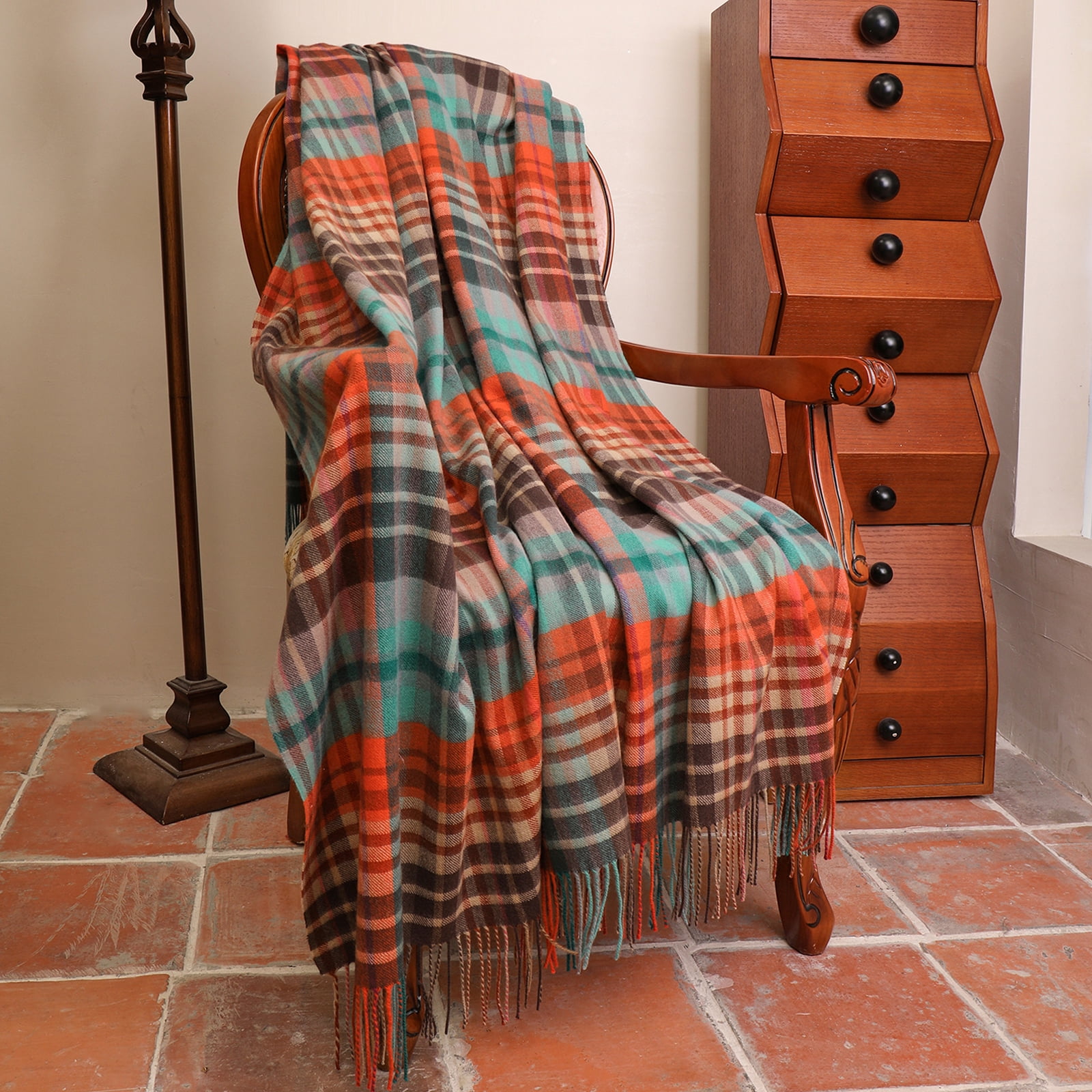 WAMSOFT Pure Wool Throw Blanket Knee Rug Warm Soft 83" x 55"for Couch Bed Camping throws blankets,1.5lb