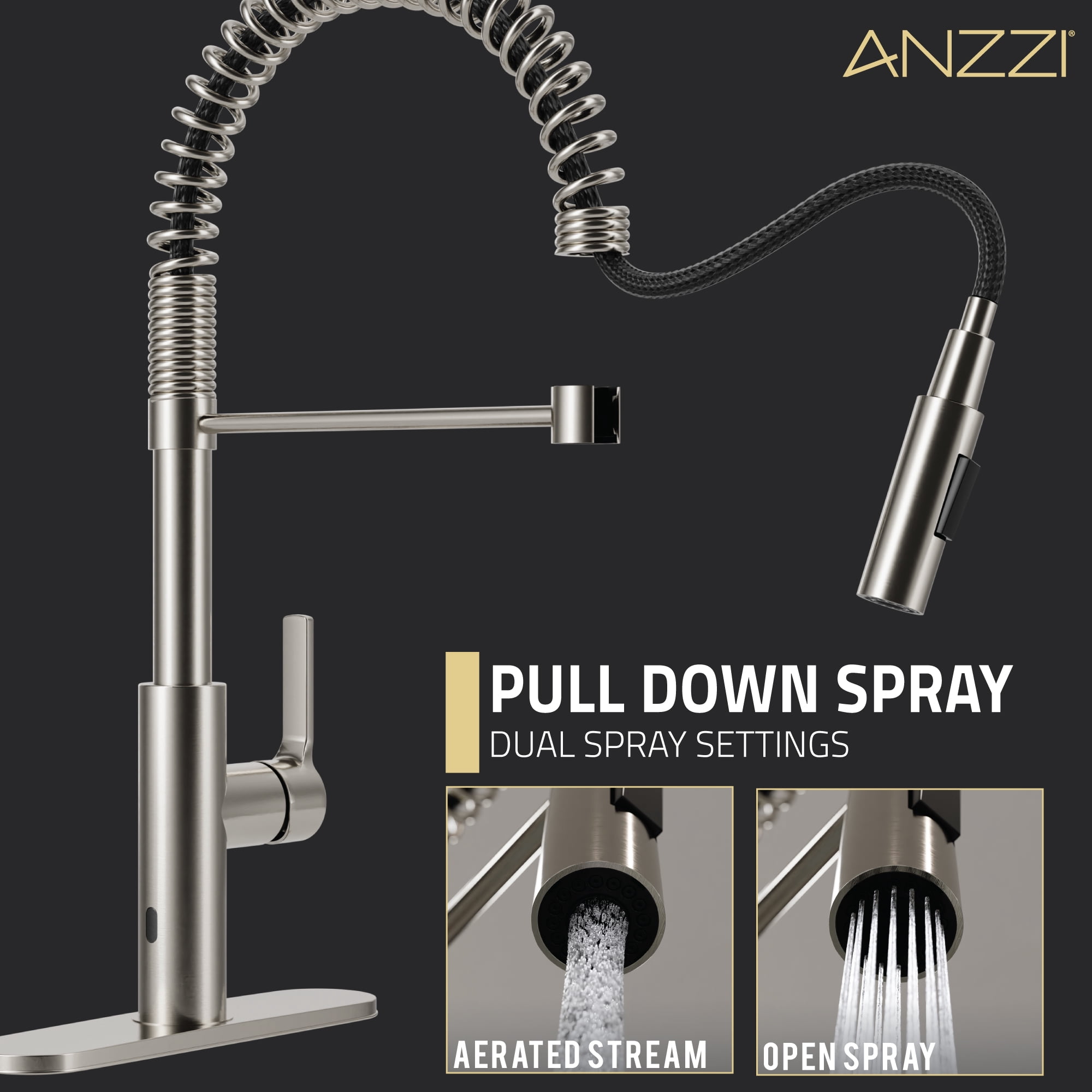 Anzzi Kf-Az303 Ola 1.8 GPM Single Hole Kitchen Faucet - Nickel