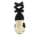 thumbnail image 2 of BLISSFUL STEP Women's Espadrilles Tie Up Ankle Strap Sandals Black (Size 6), 2 of 8