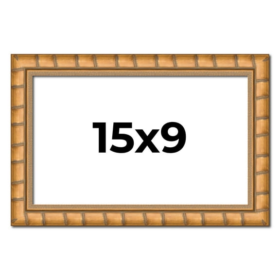 15x9 Frame Gold Real Wood Picture Frame Width 1.5 inches | Interior Frame Depth 0.5 inches | Bhutan