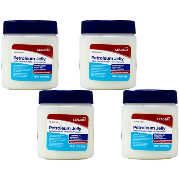 4 Pack - Leader Petroleum Jelly Skin Protectant 3.75 Oz Jar
