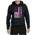 thumbnail image 2 of Wild Bobby Back the Pink American Flag Breast Cancer Awareness Unisex Hoodie Sweatshirt, Black, Small, 2 of 6