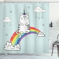 thumbnail image 1 of Ambesonne Unicorn Cat Shower Curtain, Rainbow Words Art, 69"Wx84"L, Multicolor, 1 of 3