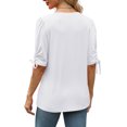 thumbnail image 5 of Otvok Women's Mid Sleeve Tops Summer Solid Color V-Neck Casual Blouses Shirts, 5 of 6