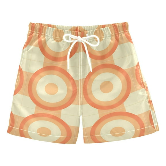FORMRS Boys Swim Trunks Quick Dry Mesh Liner Boardshorts Sizes XS-XL, Orange Circle