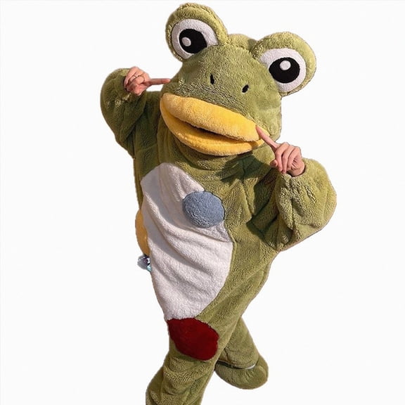 TAmten Frog Onesie for Adults,Silly Frog Onesie Pajamas,Big Mouth Monster Onesie with Large Comb,Party,Sleepwear |Green S