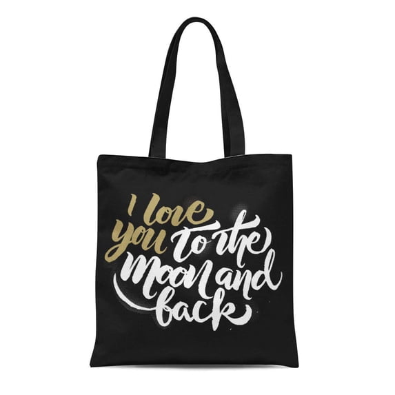SIDONKU Canvas Tote Bag Saying I Love You to the Moon and Back Durable Reusable Shopping Shoulder Grocery Bag