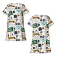 thumbnail image 4 of Salouo Back To School A Print Short Sleeve Sleepshirt for Womens Comfy Nightgown Scoopneck Cute Nightdress Ruffle -X-Large, 4 of 6