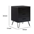 thumbnail image 4 of Side Table with 3 Drawers and Metal Hairpin Legs, Black, 4 of 5