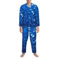 thumbnail image 3 of Fotbe A Blue Glitter Pijama de Hombre con Estampado de Manga Larga, Conjunto de 2 Piezas, Ropa de Dormir Suave y Cómoda con Bolsillos-Large, 3 of 7