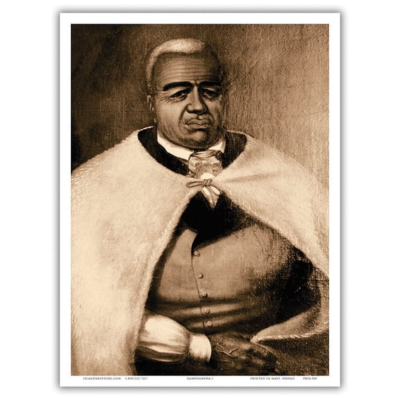Kamehameha I (Kamehameha the Great) - Portrait of the Hawaiian King (1758-1819) - Vintage Engraved Illustration - Master Art Print (Unframed) 9in x 12in