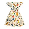 thumbnail image 3 of Grblisyd Back to School Clothes Girls' Dresses Cute Pencil Print Flutter Sleeve A Line Dress Summer First Day of School Outfits 2-8Y, 3 of 4
