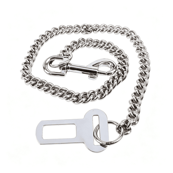 GASTROPOD Stainless Steel No Chew Dog Car Seat Belt, Stainless Steel Dog Car Seat Belt Vehicle Travel Dog Harness Dog Chain Pet Vehicle Safety Restraint Cable for Puppy Small Medium Large Dogs(60Cm)
