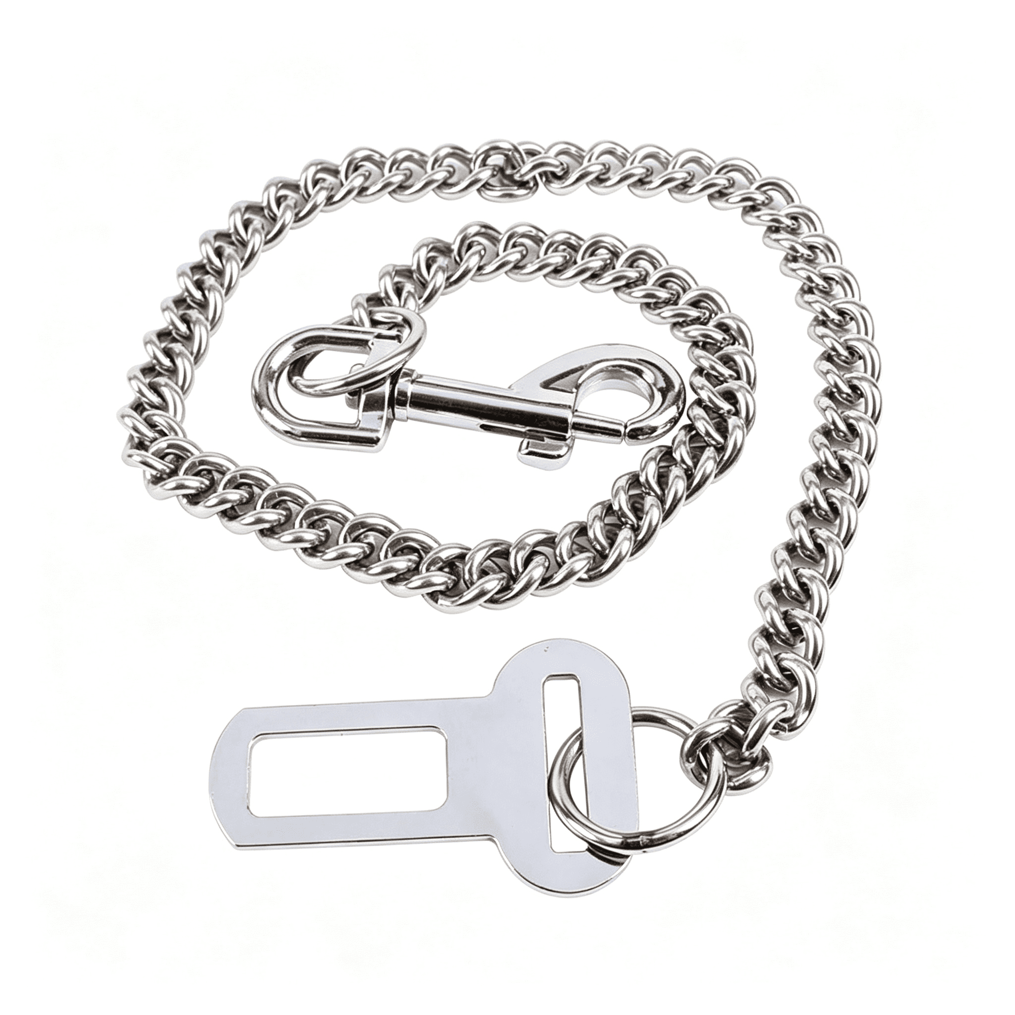 GASTROPOD Stainless Steel No Chew Dog Car Seat Belt Stainless Steel Dog Car Seat Belt Vehicle Travel Dog Harness Dog Chain Pet Vehicle Safety Restraint Cable for Puppy Small Medium Large Dogs(60Cm)
