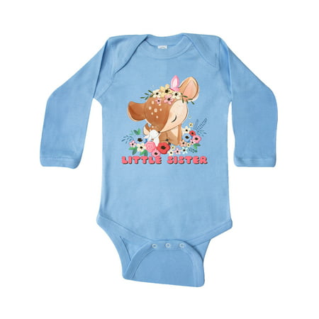 

Inktastic Little Sister Deer Gift Baby Girl Long Sleeve Bodysuit