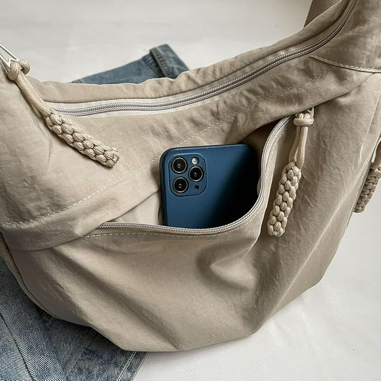 Nylon Crescent Crossbody Bag for Women Luna Bag Dumpling Bag Moon Shoulder Bag Lightweight Sling Bag Casual Hobo Bag
