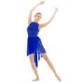 thumbnail image 4 of Alvivi Women Girls Lyrical High Low Dance Costume Shiny Sequins Ballet Dance Dress Leotard Blue X-Large, 4 of 7