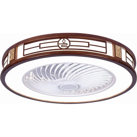 Ceiling Fan with Light 22", Wooden Enclosed Low Profile Ceiling Fan Semi Flush Mounted with Remote, LED Dimmable Lighting 3 Speeds,Indoor Fandelier
