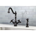 thumbnail image 3 of Kingston Brass Heritage Double Handle Kitchen Faucet With Side Sprayer, 3 of 3