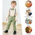thumbnail image 3 of CARETOO Toddler Boy Clothes Suit Formal Dress Shirt+Bowtie+Vest+Boutonniere+Suspender Pants Boys Gentleman Outfits Set Size 7t, 3 of 6