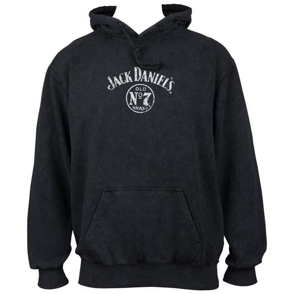 Label Mineral Wash Front & Back Print Pull-Over Hoodie, Black - Medium