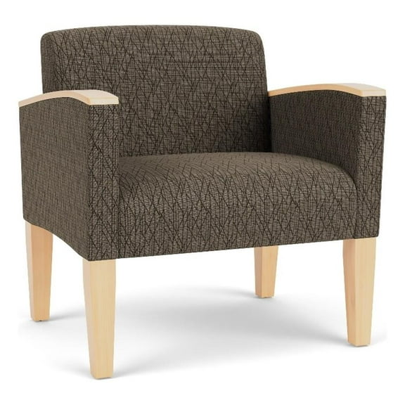 Belmont Lounge Reception Oversize Guest Chair / Natural Wood Legs / Brown