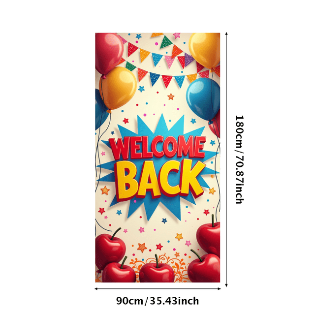 Welcome Back Event Banner Festive Backdrop Colorful Party Background School Reunion Decoration Vibrant Welcome Display Hanging Graduation Celebration Office Decor
