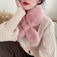 thumbnail image 3 of Women Scarf Solid Color Cross Soft Cozy Thick Keep Warm Faux Rex Rabbit Fur Lightweight Neck Wrap for Banquet, 3 of 8
