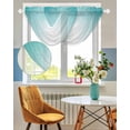 thumbnail image 3 of Waterfall Valances for Windows, Teal Ombre Kitchen Sheer Valance Curtains, Turquoise White Gradient Modern Abstract Art Rod Pocket Elegant Swag Valances for Living Room Bedroom, 47.2"x38.5", 1 Panel, 3 of 8