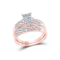 thumbnail image 2 of 10kt Rose Gold His Hers Round Diamond Square Matching Wedding Set 1/3 Cttw, 2 of 4