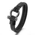 thumbnail image 2 of Leather Rope Braided Horseshoe Buckle Stainless Steel Bracelet Men's Accessories Titanium Steel Retro Jewelry, 2 of 5