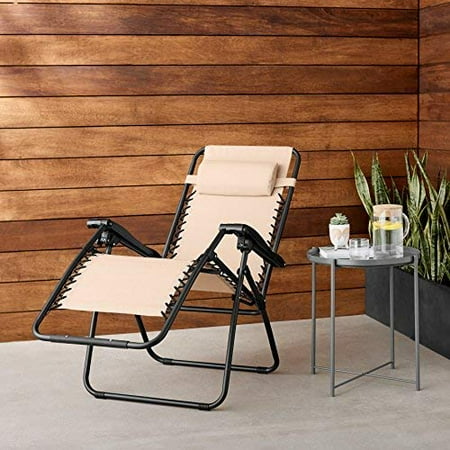 Basics Outdoor Zero Gravity Lounge Folding Chair, Beige