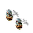 thumbnail image 2 of Woodpecker Elegant Silver Jewelry Cufflink Set for Men, Made of Stainless Steel, Suitable for Formal Attire, for Business Meetings and Weddings, 2 of 6