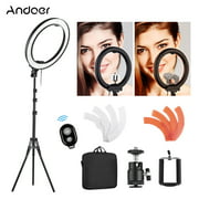 Andoer 18 Inch 5500K LED Video Light Dimmable Photography Ring Fill Light CRI90+ 36W with Light Stand Color Filters Phone Remote Controller Phone Holder Bag for Portrait Wedding Interview Photography
