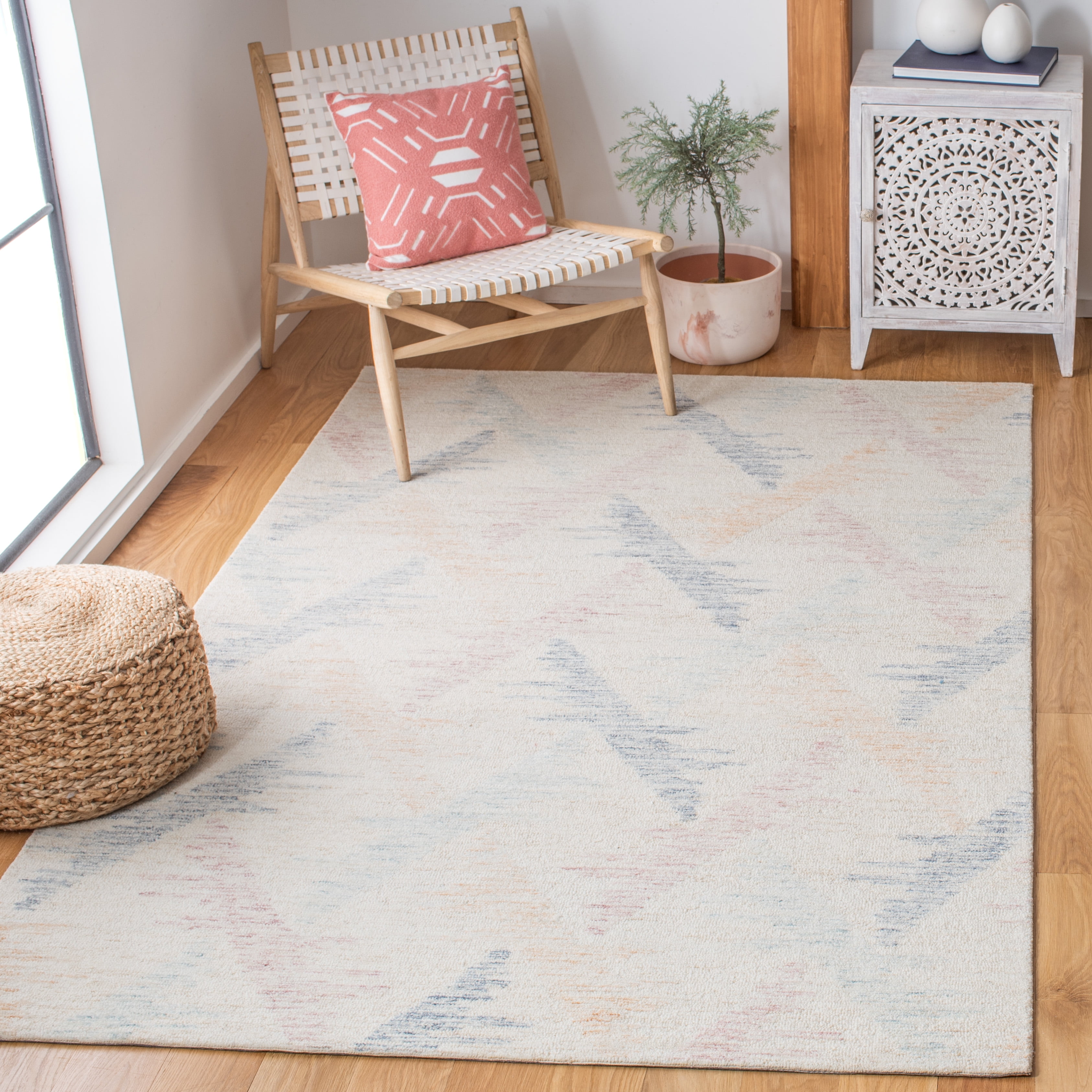 SAFAVIEH Rodeo Drive Henderson Geometric Area Rug, Ivory/Blue, 8' x 10'