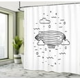thumbnail image 5 of Ambesonne Cartoon Shower Curtain, Clouds Balloons Sketch, 69"Wx75"L, Black and White, 5 of 5