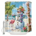 thumbnail image 2 of Coastal Snowman Christmas Bathroom Curtain 72 Inch Shower Stall Curtain with Hooks, Xmas Tree Flamingo Beach Waterproof Polyester Bath Curtain Washable Bathtub Curtain 36''x 72'', 2 of 6