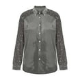 thumbnail image 6 of Atogsazn Women's Sequin Sleeve Velevt Shirt Button Down Pullover Tops Bussiness Work Outfit Clothing Outerwear 03-Gray XL Fashion, 6 of 6
