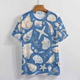 thumbnail image 3 of Beach Seashell Starfish Women's Short Sleeve T-Shirt Crew Neck Casual Summer Trendy Loose Fit Tops, 3 of 6