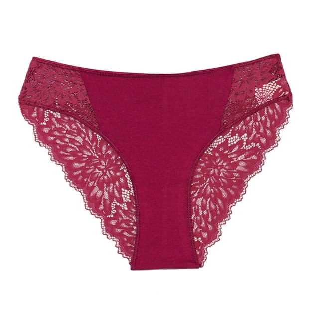 Gibobby Calzones para mujer sexy Ropa interior sexy de cintura para mujer, bragas de color sólido, ropa interior de encaje, bragas para mujer(Rojo,M)