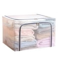 thumbnail image 2 of 80L Large Foldable Storage Bins Organizer in Clear & Gray Zipper (Set of 3), 2 of 8