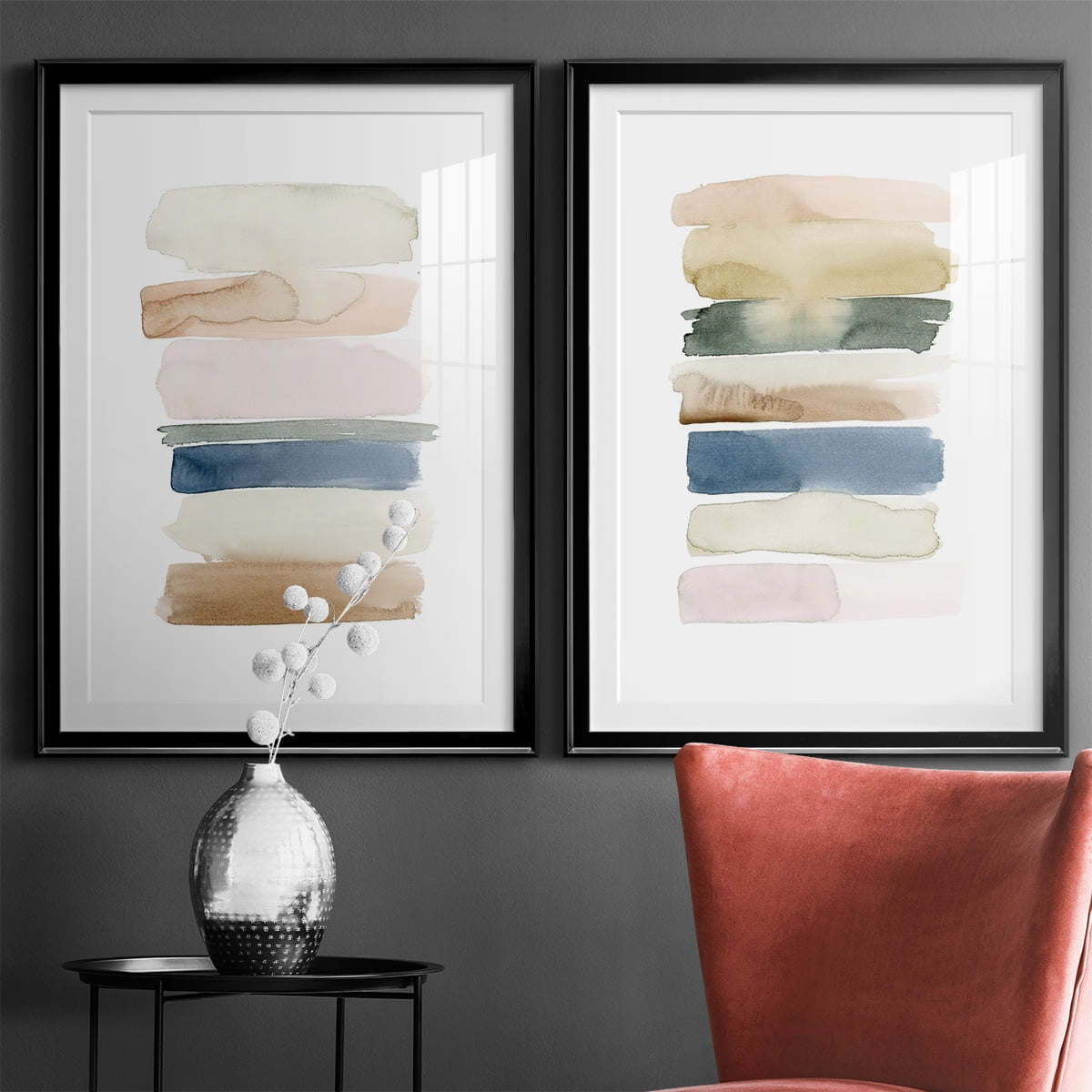 Wexford Home Faint Swatches I Premium Framed Print, 22.5" x 30.5" - Ready to Hang, Black (Set of 2)