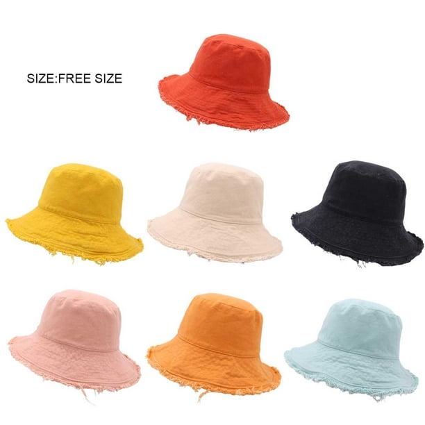 ruzhgo Fishing Bucket Hat Cotton Fisherman Cap Female Adults Solid Color  Comfortable Breathable Summer Headwear Hats Outdoor Activities Red Red