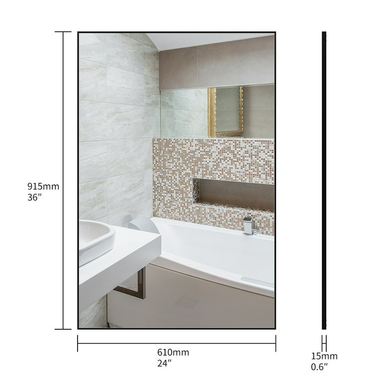 36 x 24 inches Large Bathroom Makeup Mirror, Modern Rectangle