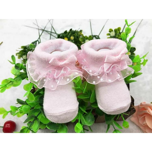 Princess Newborn Baby Girls Socks Lace Ruffle Frilly Ankle Dress Sock for Infants Toddler